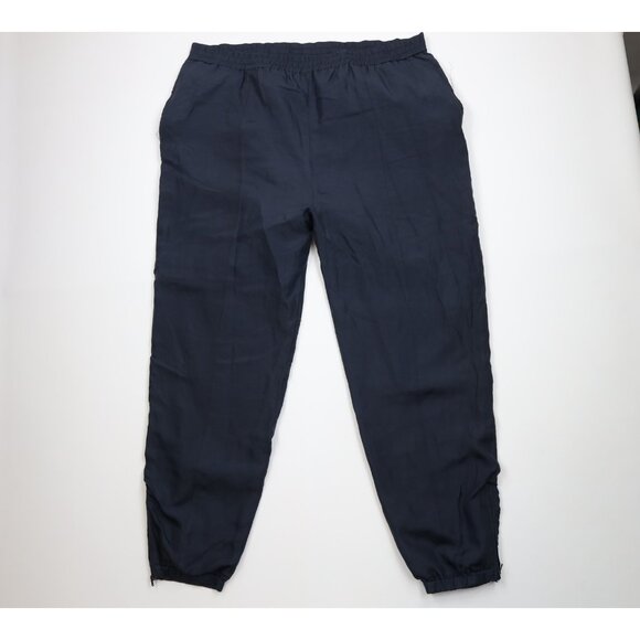 Deadstock Vintage 90s Streetwear Womens 3X Blank Silk Joggers Jogger Pants Blue - Picture 1 of 14